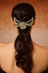 Buy_Paisley Pop_Mint Pearls, Stones Polki Braid Pin _at_Aza_Fashions