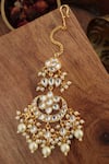Shop_Paisley Pop_Gold Plated Kundan Maangtikka With Pearls _at_Aza_Fashions