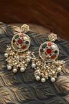 Paisley Pop_Multi Color Pearls, Stones Navrattan Kundan And Earrings _Online_at_Aza_Fashions