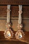 Shop Paisley Pop Gold Plated Pearls, Stones Polki And Statement Earrings at Aza Fashions Shop_Paisley Pop_Gold Plated Pearls, Stones Polki And Statement Earrings _at_Aza_Fashions