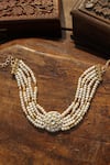 Shop Paisley Pop Gold Plated Kundan And Pearl Choker Necklace Online at Aza Fashions Shop_Paisley Pop_Gold Plated Kundan And Pearl Choker Necklace _Online_at_Aza_Fashions