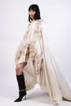 Buy_AK-OK_Cream Cotton High Neck Printed Cape With Lycra Pants _Online_at_Aza_Fashions