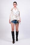 Buy_AK-OK_Multi Color Silk Shawl Neck Printed Cape Shirt _Online_at_Aza_Fashions
