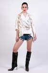 Buy_AK-OK_Multi Color Silk Shawl Neck Printed Cape Shirt _at_Aza_Fashions