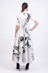 Shop_AK-OK_Black Silk Round Neck And White Flare Dress _at_Aza_Fashions