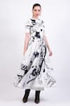 Buy_AK-OK_Black Silk Round Neck And White Flare Dress _Online_at_Aza_Fashions