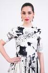 Shop_AK-OK_Black Silk Round Neck And White Flare Dress _Online_at_Aza_Fashions