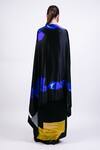 Shop_AK-OK_Black Silk V-neck Printed Cape With Wrap Skirt _at_Aza_Fashions
