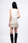 Shop_AK-OK_Beige Silk Lace Square Neck Ivory Shift Dress _at_Aza_Fashions