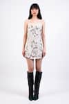 Buy_AK-OK_Beige Silk Lace Square Neck Ivory Shift Dress _Online_at_Aza_Fashions