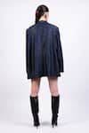 Shop_AK-OK_Blue Silk Embroidery Notched Neck Blazer Dress _at_Aza_Fashions