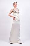 Shop_AK-OK_Beige Embroidery Scoop Neck Cocktail Dress With Lace Detailing _Online_at_Aza_Fashions