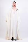 Buy_AK-OK_Beige Embroidery V-neck Light Designer Kaftan Dress _Online_at_Aza_Fashions