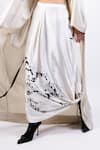 Buy_AK-OK_Black Embroidery Open Neck, Printed Silk Lungi Skirt Set _Online_at_Aza_Fashions