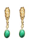 Shop AK-OK Green Stones Malachite Gold Plated Earrings at Aza Fashions Shop_AK-OK_Green Stones Malachite Gold Plated Earrings _at_Aza_Fashions