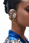 Shop_AK-OK_Gold Plated Stones Emerald Dusk Designer Earrings _Online_at_Aza_Fashions