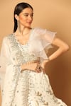 Buy_Two Sisters By Gyans_White Georgette Embroidery Sequin And Beads V Neck Garden Lehenga Set _Online