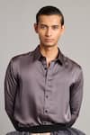 Buy_Siddartha Tytler_Gray Satin Charcoal Shirt _at_Aza_Fashions