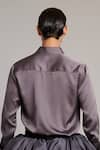 Shop_Siddartha Tytler_Gray Satin Charcoal Shirt _at_Aza_Fashions