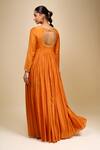 Shop_Samyukta Singhania_Orange Cotton, Silk, Net Embroidery Round Neck Anarkali With Dupatta _at_Aza_Fashions