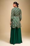 Shop_Samyukta Singhania_Green Georgette Collared, V-neck Peplum Kurta And Palazzo Set _at_Aza_Fashions