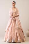Buy_Roohbyridhimaa_Peach Organza, Satin, , Chanderi Dillagi Embroidered Lehenga Set _at_Aza_Fashions