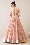Buy_Roohbyridhimaa_Peach Organza, Satin, , Chanderi Dillagi Embroidered Lehenga Set 