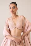 Shop_Roohbyridhimaa_Peach Organza, Satin, , Chanderi Dillagi Embroidered Lehenga Set _at_Aza_Fashions