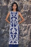 Buy_Dash And Dot_Navy Polyester, Viscose Embroidery Round Neck Tabard Tunic _at_Aza_Fashions