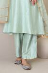 Roohbyridhimaa_Blue Viscose, Organza, Embroidery, Zari Round Neck Jaziraa Kurta Set _at_Aza_Fashions