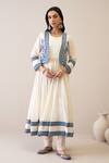 Buy_Roohbyridhimaa_Off White Chanderi Embroidery Round Neck Maryam Jacket Anarkali Set _at_Aza_Fashions