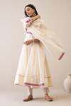 Shop_Roohbyridhimaa_Off White Chanderi, Silk Embroidery Round Neck Uzma Anarkali Set 