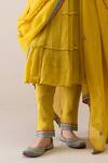 Shop_Roohbyridhimaa_Yellow Chanderi Embroidery Round Neck Vardaah Anarkali Set _Online_at_Aza_Fashions
