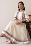 Buy_Roohbyridhimaa_Off White Chanderi Embroidery Round Neck Maryam Floral Jacket Anarkali Set 