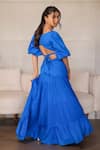 Shop_Foram Patel_Blue Rayon Round Neck Electric Designer Dress _at_Aza_Fashions