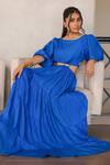 Foram Patel_Blue Rayon Round Neck Electric Designer Dress _at_Aza_Fashions