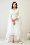 Buy_Roohbyridhimaa_Off White Silk Organza, Silk, Chanderi Embroidery, Awab Kurta Pant Set _at_Aza_Fashions