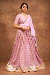 Buy_Roohbyridhimaa_Purple Organza, Gota Patti, Fringe Embroidered Lilac Lehenga Set _Online_at_Aza_Fashions