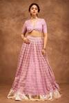 Shop_Roohbyridhimaa_Purple Organza, Gota Patti, Fringe Embroidered Lilac Lehenga Set 