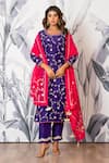 Buy_Yuvraani Jaipur_Purple Silk, Shantoon, Organza Sequins, Designer Kurta Set With Dupatta _at_Aza_Fashions