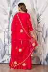 Shop_Yuvraani Jaipur_Pink Silk, Shantoon, Organza Embroidery, Sequins Round Kurta Sharara Dupatta Set _at_Aza_Fashions