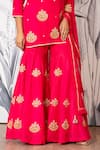 Yuvraani Jaipur_Pink Silk, Shantoon, Organza Embroidery, Sequins Round Kurta Sharara Dupatta Set _at_Aza_Fashions