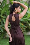 Shop_Foram Patel_Brown Rayon High Neck Designer Deep Dress _at_Aza_Fashions