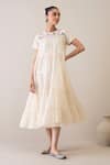 Buy_Roohbyridhimaa_Ivory Silk Organza Embroidery Round Neck Afsaa Floral Dress _at_Aza_Fashions