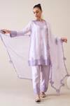 Buy_Roohbyridhimaa_Purple Viscose, , Organza Embroidery Round Neck Areesha Kurta Pant Set _at_Aza_Fashions