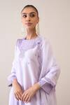 Roohbyridhimaa_Purple Viscose, , Organza Embroidery Round Neck Areesha Kurta Pant Set _Online_at_Aza_Fashions