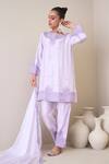 Buy_Roohbyridhimaa_Purple Viscose, , Organza Embroidery Round Neck Areesha Kurta Pant Set _Online_at_Aza_Fashions
