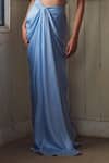 Piri India_Lavender Silk, Satin, Organza Embroidery Round Blue Designer Blouse And Skirt Set _Online_at_Aza_Fashions