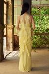 Shop_Piri India_Yellow Georgette, Organza Embroidery Lemon Designer Gown And Peplum Jacket Set _at_Aza_Fashions
