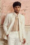 Piri India_Ivory Organza Embroidery Designer Jacket Set _Online_at_Aza_Fashions